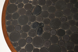 Walnut and Round Tile Side Table by Jane and Gordon Martz Marshall Studios Walnut