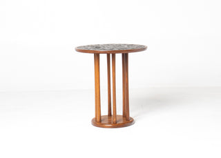 Walnut and Round Tile Side Table by Jane and Gordon Martz Marshall Studios Walnut