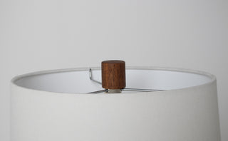 Martz incised signature mark on the base of a Gordon and Jane Martz Marshall Studios blue ceramic table lamp with brown rewired cord