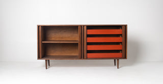 Milo Baughman Double Tambour Door Credenza for Glenn of CA