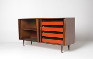 Milo Baughman Double Tambour Door Credenza for Glenn of CA