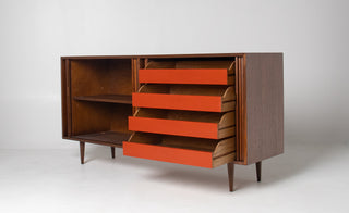 Milo Baughman Double Tambour Door Credenza for Glenn of CA