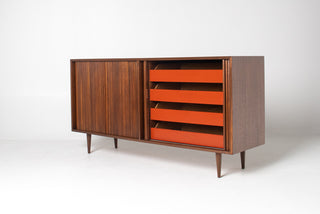 Milo Baughman Double Tambour Door Credenza for Glenn of CA