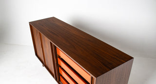 Milo Baughman Double Tambour Door Credenza for Glenn of CA