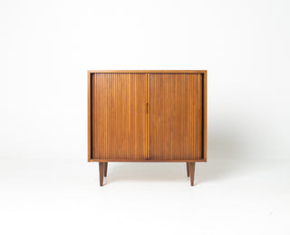 Milo Baughman Tambour Door Cabinet in Walnut
