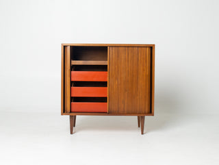 Milo Baughman Tambour Door Cabinet in Walnut