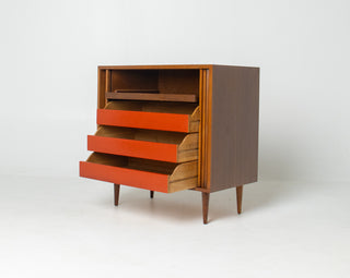 Milo Baughman Tambour Door Cabinet in Walnut