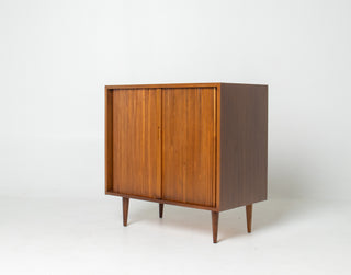 Milo Baughman Tambour Door Cabinet in Walnut