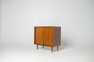 Milo Baughman Tambour Door Cabinet in Walnut