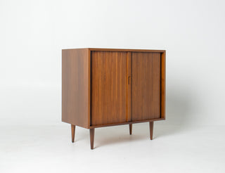 Milo Baughman Tambour Door Cabinet in Walnut