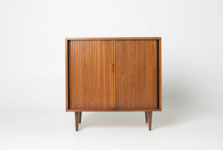 Milo Baughman Tambour Door Cabinet in Walnut