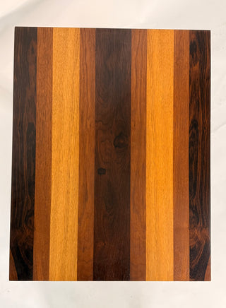 Pair of Milo Baughman Mulit-Wood Striped End Tables for Directional