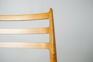 Set of Ten Niels Otto Møller Model 78 and Model 62 Dining Chairs in Tiger Maple