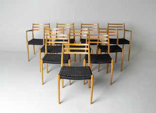 Set of Ten Niels Otto Møller Model 78 and Model 62 Dining Chairs in Tiger Maple