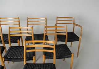 Set of Ten Niels Otto Møller Model 78 and Model 62 Dining Chairs in Tiger Maple