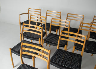 Set of Ten Niels Otto Møller Model 78 and Model 62 Dining Chairs in Tiger Maple