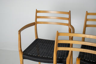 Set of Ten Niels Otto Møller Model 78 and Model 62 Dining Chairs in Tiger Maple