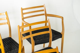 Set of Ten Niels Otto Møller Model 78 and Model 62 Dining Chairs in Tiger Maple