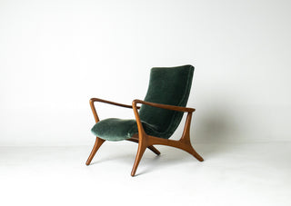 Vladimir Kagan Contour Lounge Chair in Solid Walnut- Available for Customer Upholstery