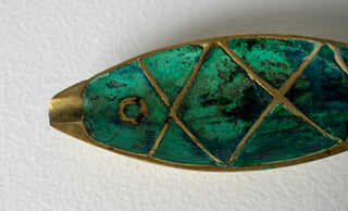 Pepe Mendoza Fish Ashtray / Trinket Dish Malachite & Brass