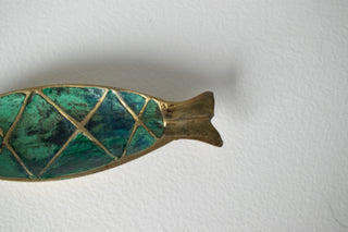 Pepe Mendoza Fish Ashtray / Trinket Dish Malachite & Brass