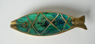 Pepe Mendoza Fish Ashtray / Trinket Dish Malachite & Brass