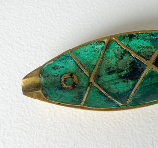 Pepe Mendoza Fish Ashtray / Trinket Dish Malachite & Brass