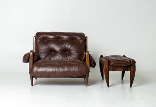 Jean Gillon “Rodeio” Easy Chair & Ottoman — Brazilian Rosewood- Available for Custom Upholstery