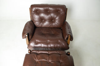 Jean Gillon “Rodeio” Easy Chair & Ottoman — Brazilian Rosewood- Available for Custom Upholstery