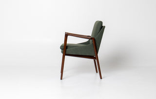 Restored Ib Kofod-Larsen lounge chair with Maharam wool upholstery and walnut-stained beech frame, Hobbs Modern