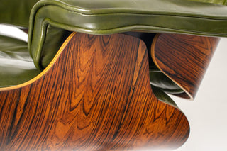 3rd Generation Eames Lounge Chair and Ottoman in Brazilian Rosewood & Green Leather