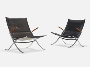 Preben Fabricius and Jorgen Kastholm  X-chairs, model FK-82 (Pair Available)