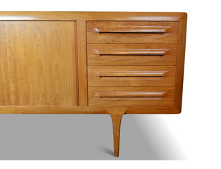 In Process: Ib Kofod Larsen Teak Credenza with Tambour doors
