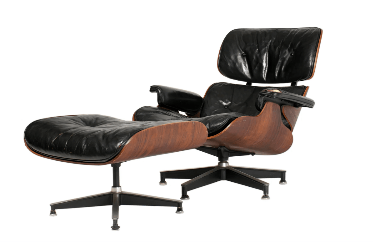 1st Generation Circa 1956 Eames Lounge Chair & Ottoman in Brazilian  Rosewood and Black Leather