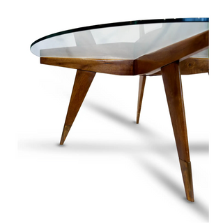 In Process: Gio Ponti Round Coffee table in Brass and walnut
