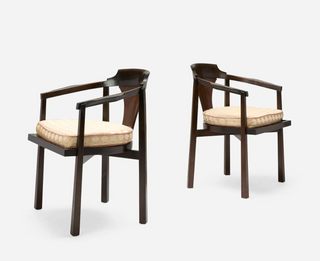 In Process: Rare Set of Six Edward Wormley Horseshoe Chairs Model 935 for Dunbar