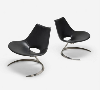 In Process: Rare Pair of Scimitar Chairs by Preben Fabricius and Jorgen Kastholm