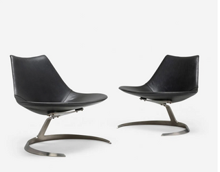 In Process: Rare Pair of Scimitar Chairs by Preben Fabricius and Jorgen Kastholm