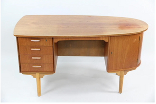 In process: H.P. Hansen Bullet Teak Executive Desk