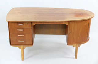 In process: H.P. Hansen Bullet Teak Executive Desk