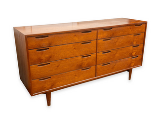 In Process: Ib Kofod Larsen Teak 8-Drawer Dresser for J. Clausen & Son Brande Møbelfabrik, Denmark