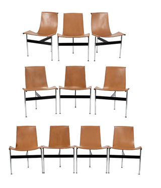 Set of 10 KATAVOLOS, LITTEL AND KELLEY FOR LAVERNE 'T' DINING CHAIRS