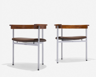 Pair of Vintage Poul Kjærholm Armchairs in Leather, Wood & Steel