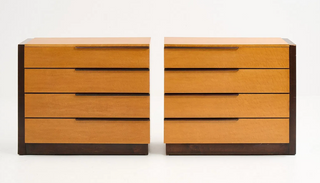 Gilbert Rohde for Herman Miller Bird’s-Eye Maple & Mahogany Dressers — Rare Matching Pair