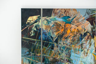 Edward Reep “Reticular Series #8” Monumental Abstract Diptych, Oil on Canvas