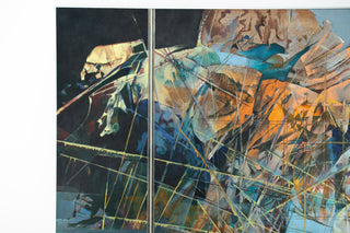 Edward Reep “Reticular Series #8” Monumental Abstract Diptych, Oil on Canvas