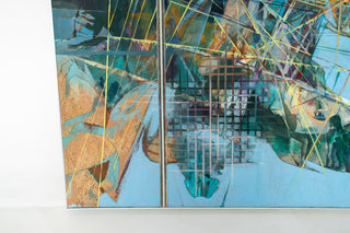Edward Reep “Reticular Series #8” Monumental Abstract Diptych, Oil on Canvas