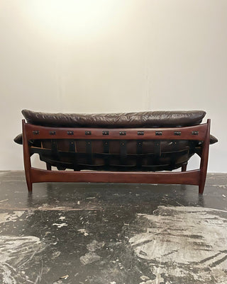 Sheriff Sofa in Espresso Dark Brown Leather by Sergio Rodrigues , Circa 1957  Brazilian Modern