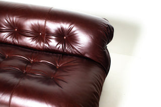 Soriana Love Seat Sofa and Ottoman in New Leather by Afra & Tobia Scarpa for Cassina