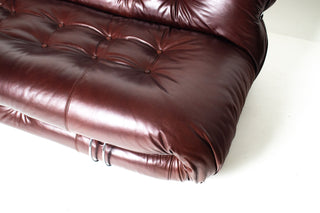 Soriana Love Seat Sofa and Ottoman in New Leather by Afra & Tobia Scarpa for Cassina